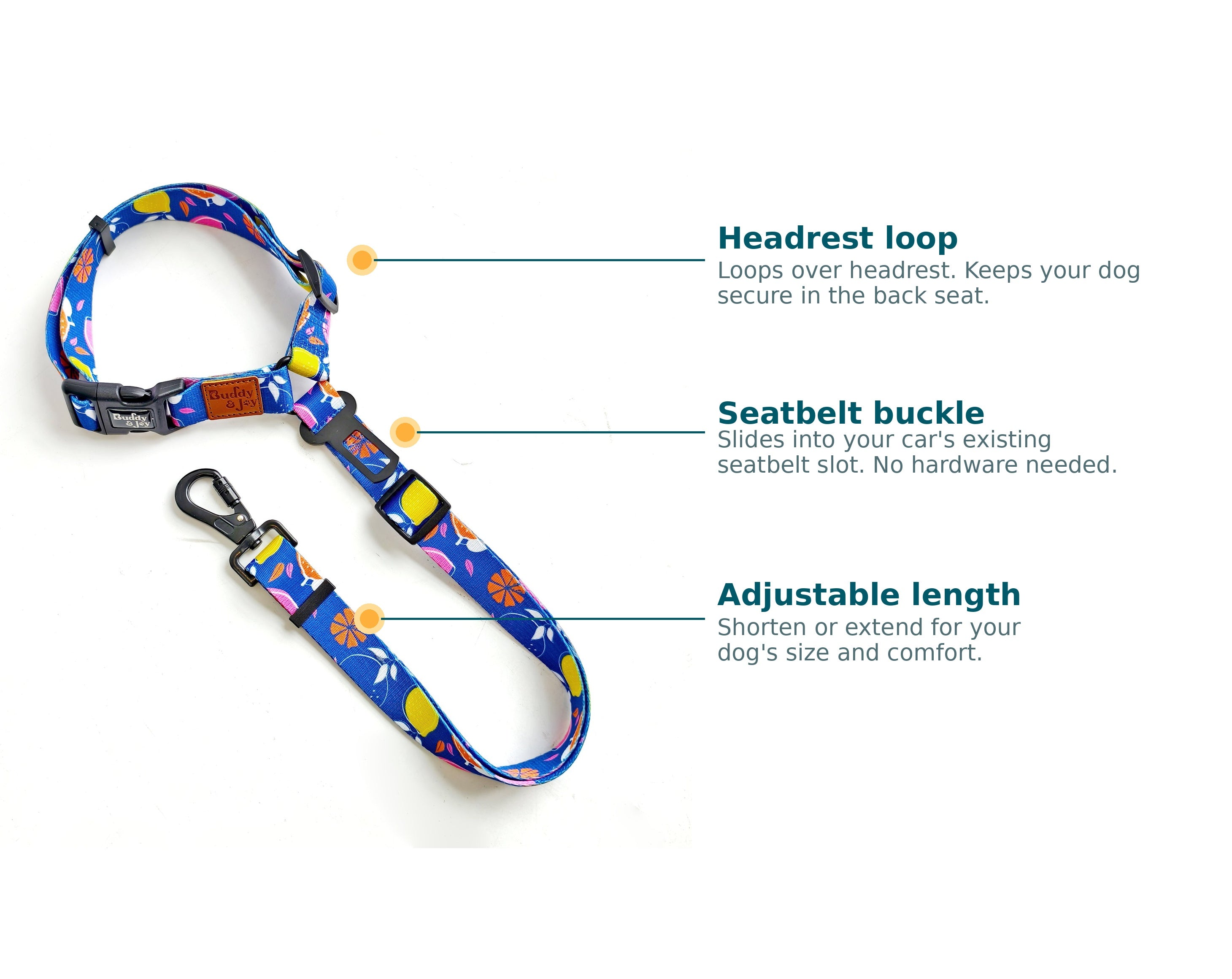 Buddy & Joy Car Security Dog Lead | Zest Collection