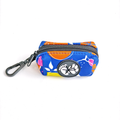 Buddy & Joy Poo Bag Holder in cobalt blue citrus print — Zest Collection, clips to lead, front opening dispenser